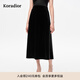 珂萊蒂爾2025秋季新款簡(jiǎn)約氣質(zhì)易搭絲絨半身裙子女中長(cháng)裙 黑色 M