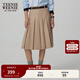 Teenie Weenie小熊秋季氣質(zhì)通勤中長(cháng)百褶裙優(yōu)雅時(shí)髦裙高智感裙子女 卡其色 S (160)