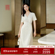 EP雅瑩高端系列 重工白色壓褶v領(lǐng)蕾絲連衣裙 2025新款4612A 米色 S