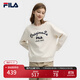 FILA 斐樂(lè )官方女子套頭衛衣2025春新款休閑刺繡寬松針織長(cháng)袖上衣 云菇白-WT L （170/88A/L）