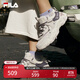 FILA 斐樂(lè )官方女鞋FLUID 5貓爪休閑鞋時(shí)尚復古運動(dòng)鞋女鞋 奶白/浪漫紫-GO 37.5