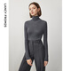 朗姿【朗姿羊毛Basic衣櫥】純羊毛法式毛針織衫冬季新款修身長(cháng)袖毛衣 深灰色2 M