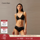 Calvin Klein內衣【明星同款摩登引力帶】女士ck無(wú)鋼圈軟支撐可拆墊三角杯文胸 PCS-黑底字母 S