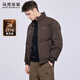 馬克華菲立領(lǐng)羽絨服男士2025年冬季新款時(shí)尚帥氣刺繡加厚保暖外套7052 咖色318 L 175 充絨量：189g