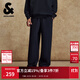 杰克·瓊斯（JACK&JONES）男裝25年秋冬季褲子男直筒寬松緊腰抽繩衛褲運動(dòng)休閑長(cháng)褲潮流男褲 E43純黑色 寬松版型，卡碼拍小 30 170