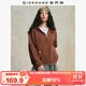 佐丹奴設計師款混色毛衣女裝寬松撞色半拉鏈連帽針織外套18355217