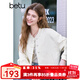 百圖betu女裝2025春季新款短外套盤(pán)扣提花國風(fēng)棒球服外套女2502T52 淺杏色 L