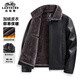 老爺車(chē)中老年爸爸裝加絨加厚皮衣夾克外套男士老年人爺爺加厚棉服 黑色 XL (180)