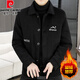 皮爾卡丹（pierre cardin）秋冬季燈芯絨夾克男士加絨加厚韓版潮流時(shí)尚保暖毛呢大衣外套冬裝 黑色 2XL