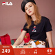 斐樂(lè )（FILA）官方女士短袖T恤夏印花運動(dòng)女裝針織短袖套頭衫小熊T刺繡上衣 傳奇藍-NV S 160/80A