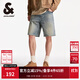 杰克·瓊斯（JACK&JONES）男裝夏季新款百搭休閑男寬松水洗貓須多口袋牛仔短褲225243009 E39中藍牛仔 M (175)