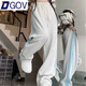 DGOV美式休閑褲女秋季2025年新款高腰顯瘦百搭美拉德條紋闊腿衛褲子女 白花灰色【休閑長(cháng)褲有口袋】 S 65-90斤