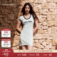 Calvin KleinCK Jeans25早秋新款女士字母復古辣妹正肩大U領(lǐng)針織連衣裙47C259G XE2-青藍 S