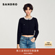 SANDRO2025秋冬經(jīng)典款女裝法式氣質(zhì)時(shí)尚黑色珠飾領(lǐng)口短款針織開(kāi)衫 黑色 M