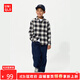 優(yōu)衣庫【驚喜價(jià)】童裝男童女童法蘭絨格子襯衫長(cháng)袖襯衣薄478132 09 黑色 160