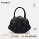 半坡飾族（bampo）品牌單肩包迷你蓮花包女包原創(chuàng  )個(gè)性手提包斜挎包軟皮高質(zhì)感禮物 純黑900