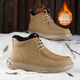公羊保暖男靴春季新款加絨雪地靴男牛皮軟底防滑戶(hù)外東北大棉鞋防寒鞋 卡其 【皮鞋碼】 41