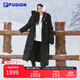 FILA FUSION斐樂(lè )潮牌情侶款長(cháng)款鵝絨羽絨服2025冬季新款保暖連帽外套 正黑色-BK M 170/92A/M