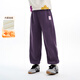 茵曼（INMAN）女童加絨褲子愛(ài)心標章冬季兒童中大童奧粒絨保暖褲保暖休閑長(cháng)褲 紫色 140