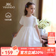 英氏（YEEHOO）女童裙子兒童衣服夏季時(shí)尚淑女休閑風(fēng)連衣裙夏裝新款可愛(ài)中小童裝 生如夏花-白色 【100%棉】 150