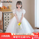 蘿卜唄唄女童公主裙2025夏季表演服兒童白色連衣裙網(wǎng)紗蓬蓬裙 白色  140 