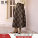 香影復古格子毛呢半身裙女2025冬季新款含羊毛高腰顯瘦咖色中長(cháng)裙 咖色 L