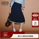 Teenie Weenie小熊女裝半身裙2025秋季新款氣質(zhì)學(xué)院風(fēng)中長(cháng)款百褶裙 藏青色 S
