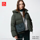 優(yōu)衣庫女裝無(wú)縫羽絨連帽外套/外套夾克25秋冬新款478577 57 深橄欖色 M /160/84A