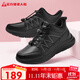 足力健老人鞋中老年冬季加絨爸媽鞋輕快輕便保暖鞋25932021J 黑色-男款 41