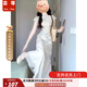 蕓蕁裙子女夏季2025新款新中式國風(fēng)印花假兩件連衣裙旗袍改良年輕款少 新中式連衣裙 M