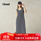 ELAND衣戀條紋連衣裙女無袖收腰顯瘦長裙2025夏季新款 藏青色(59)Navy S /160