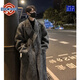 NEW OR MODE重磅韓系長(cháng)款毛呢大衣男秋冬季潮牌寬松外套vibe高街休閑情侶風(fēng)衣 深灰色 XL