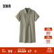 森馬（Semir）連衣裙女翻領(lǐng)燈籠袖鹽系休閑風(fēng)2025新款夏季防曬收腰短裙戶(hù)外 土灰綠40964 S