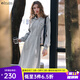 Olrain歐芮兒淺灰色休閑連衣裙女早秋新款收腰連帽針織裙 淺灰色 XL