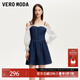 VEROMODA連衣裙女2025新款牛仔雪紡拼接修身A字裙子3252005 中特深牛仔藍色 M