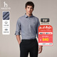哈吉斯（HAZZYS）男裝 秋款商務(wù)通勤襯衣小千鳥(niǎo)格長(cháng)袖襯衫男ASCZK1BCK03 藏青色NV XL （180/100A 50）