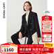 朗姿OL風(fēng)羊毛西裝女冬季新款職業(yè)正裝氣質(zhì)通勤西服外套女 夜幕黑色 L