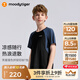moodytiger男童短袖T恤涼感速干夏兒童上衣輕薄透氣撞色拼接戶(hù)外休閑運動(dòng)衣 炭黑色 150