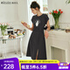 Olrain歐芮兒法式灰色針織短袖連衣裙女夏季新款收腰肌理感開(kāi)叉裙子 灰色 L