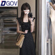 DGOV法式黑色飛飛袖波點(diǎn)連衣裙女2026新款夏季甜辣氣質(zhì)修身顯瘦長(cháng)裙子 【黑色】 S 40/45kg