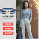 大輪車(chē)新款隱形皮帶女士彈力腰帶青少年褲帶無(wú)痕女式腰飾外套羽絨服腰封 藏黃青間色+桃心扣款 105cm 60-110斤用