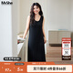 MsShe【背心連衣裙襯衫套裝】大碼女裝2025秋裝胖mm顯瘦高級感裙 莫代爾針織裙-黑色現貨, 4XL