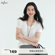 伊芙麗（eifini）蔣欣代言【彈力面膜t】白色短袖U領(lǐng)T恤女上衣2025春季新款 本白 合身大U領(lǐng)現貨 M 110-120斤