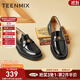 天美意小皮鞋單鞋商場(chǎng)同款簡(jiǎn)約復古樂(lè )福鞋女鞋新款CXC12CA4 黑色 37