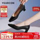 意爾康女鞋粗跟時(shí)裝鞋淺口高跟鞋通勤工作鞋氣質(zhì)女單鞋 04704W 黑色 37 