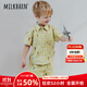 Milkbarn兒童套裝男女寶寶童裝夏季純棉襯衫短褲兩件套 盛夏沖浪 120 cm