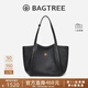 BAGTREE李思思同款包包樹(shù)晚楓包輕奢植鞣皮大容量托特包通勤單肩電腦女包 黑色-大號 可裝15.6寸電腦 高級小眾