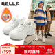 百麗童鞋【免系旋扣】?jì)和\動(dòng)鞋加絨冬季保暖男女童老爹鞋白色36碼