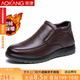 奧康男鞋父棉皮鞋男士棉鞋加絨加厚保暖防滑中老年人爸爸鞋 棕色 40