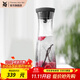 WMF 德國進(jìn)口特質(zhì)玻璃冷水瓶水杯套裝組合四件套涼水杯涼杯玫瑰金 水扎壺黑1.0L